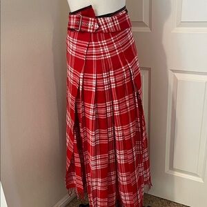 Elegant Red Plaid Maxi Skirt wrap rare vintage new with out tags